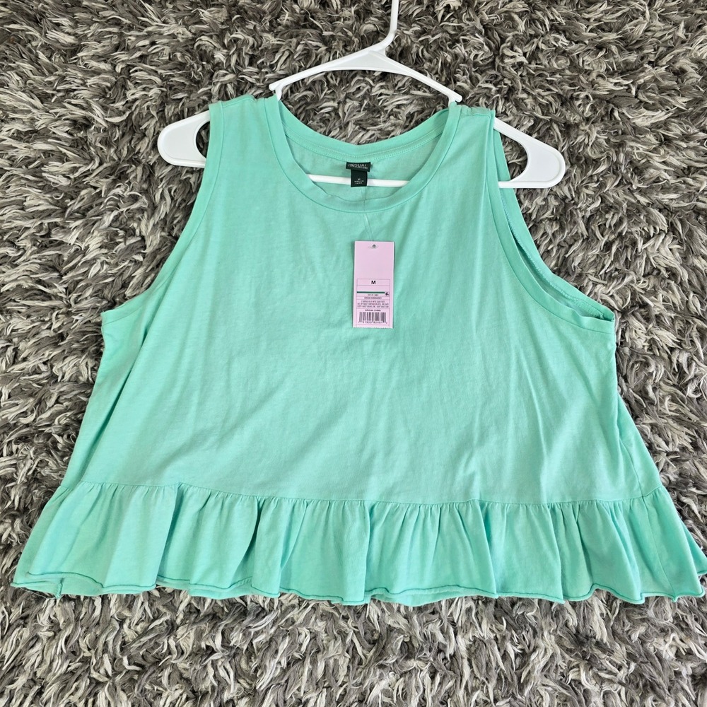 Wild Fable Womens Mint Green Ruffle Hem Cropped Tank Top Size M NEW 42600A0001